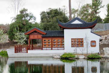 Chinese arbour gazebo and in the park 