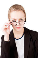 Girl with wonder face isolated