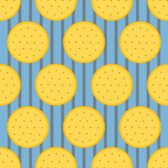 Fototapeta premium Seamless pattern of cookies on striped background