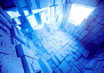 Empty blue abstract  room interior. 