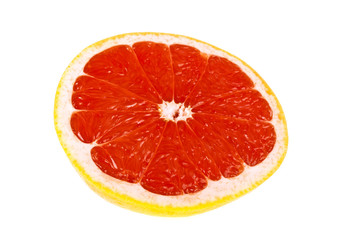 Slice of grapefruit isolated on white background