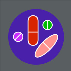 Pills and Medicine Button Icon Line Design