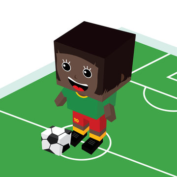 female cartoon soccer player