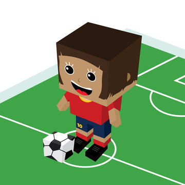 female cartoon soccer player