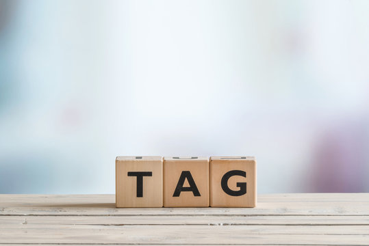 Tag made of wooden cubes