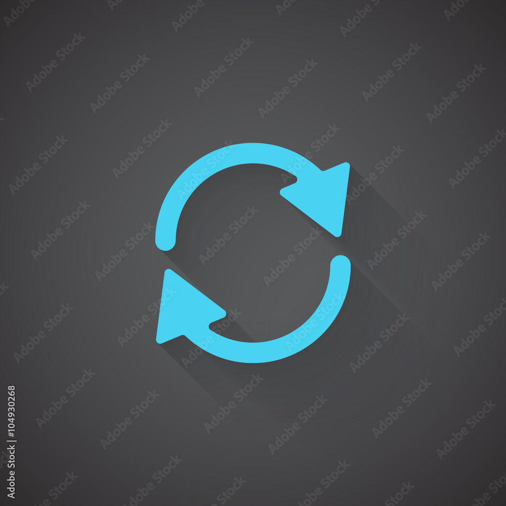 Wall mural flat refresh web app icon on dark background