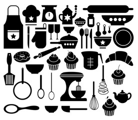 Big Set Kitchen Icon Vector
