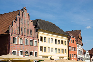 Naklejka premium Gebäude am historischen Marktplatz von Warendorf, Nordrhein-Westfalen