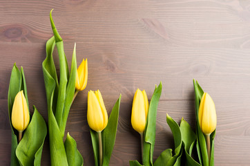 Naklejka premium tulipany na tle z desek