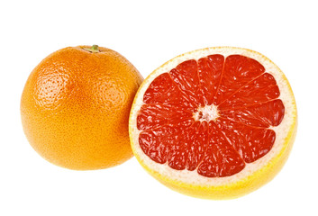 Naklejka na ściany i meble Grapefruit with half isolated on white background