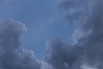 Fototapeta na wymiar black cloud on blue sky