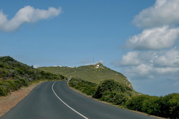 Road and last hill to Cape of Good Hope, South Africa