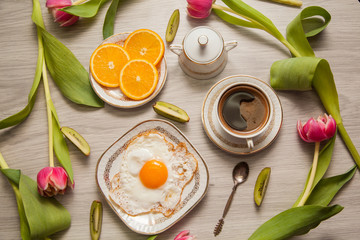 Lovely breakfast among the tulips