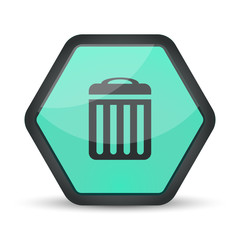 Icona Cestino - Esagono Verde Acqua 