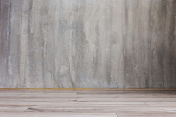 cement mortar wall background and wood floor in the room