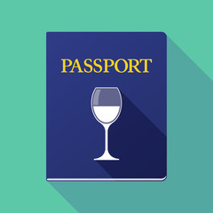 Long shadow passport with a cup of wine