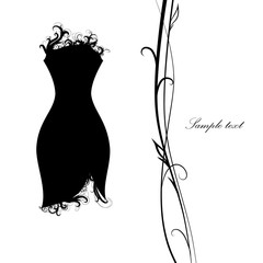 little black dress. vector, black dress, with openwork elements