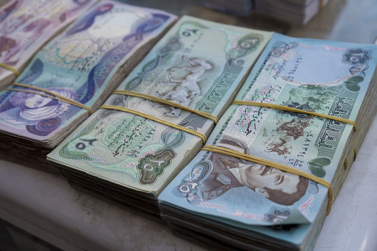 Old Iraqi Money With The Picture Of Saddam Hussein On It Used In 1980s In Iraq