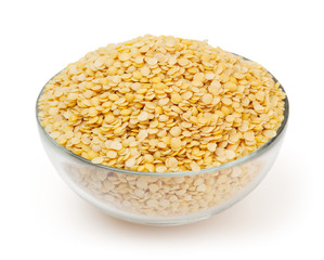 Yellow lentil isolated on white background with clipping path