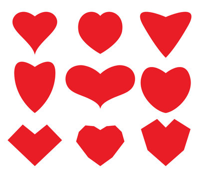 Set of stylized images of hearts