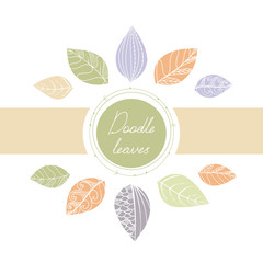 Card with doodle leaves and  space for text