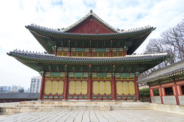 Obraz premium Architectural detail - Korean Tradition Wooden Window from Chang