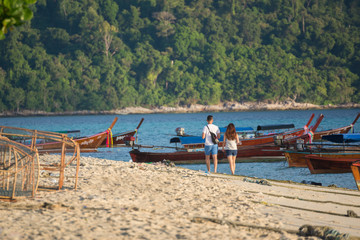 Tourist walk and relax on the beach in Koh Lipe Island