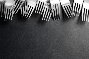 steel fork  on a black background