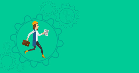 Woman running inside the gear.