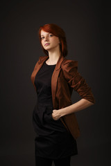 beautiful girl portrait on dark background