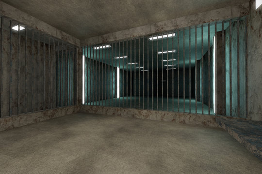 Old Worn Out Dwelled Private Prison Cell Scene