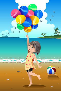 Girl Holding Balloons