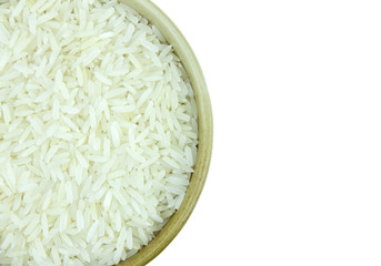 Rice on dish isolated white background