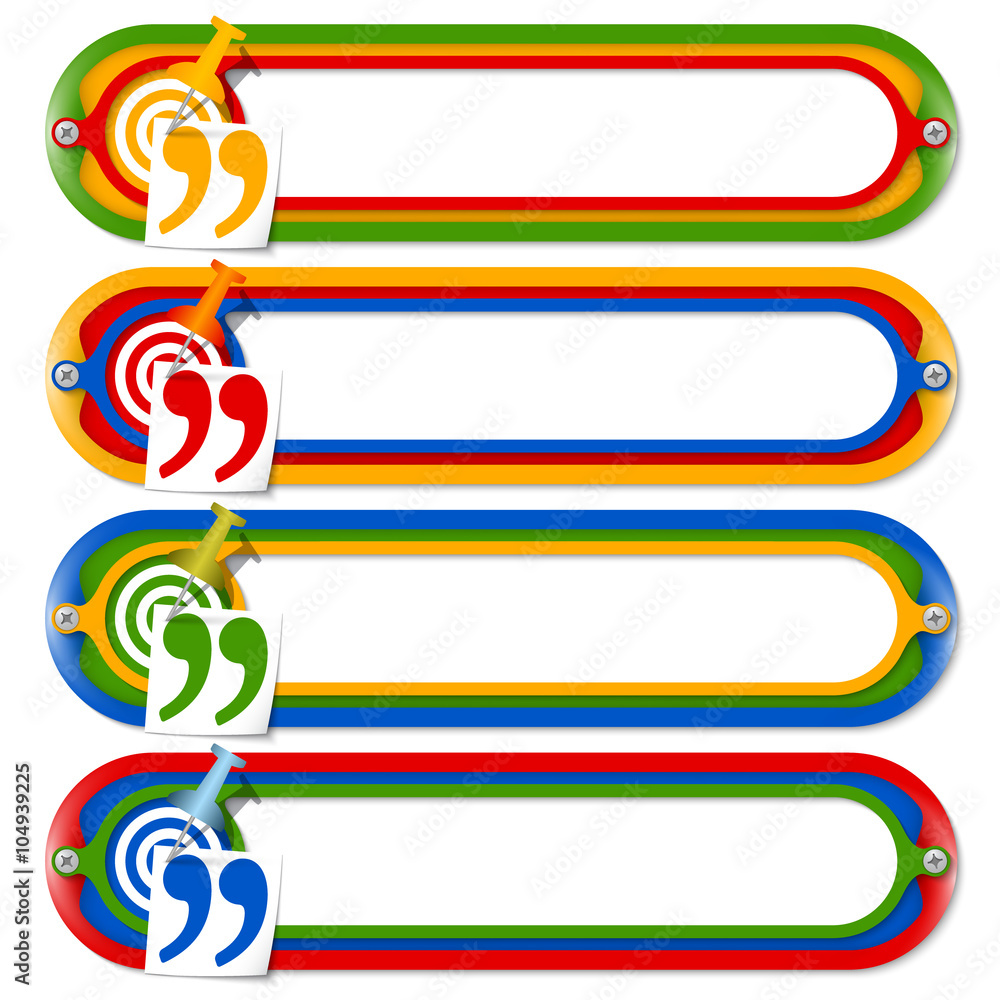 Aufkleber four colored frames for any text with quotation mark