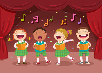Children singing on the stage