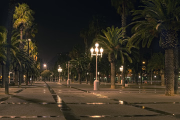 Morning walk along the promenade in Barcelona