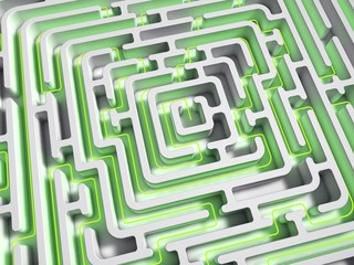 3D Maze with green path