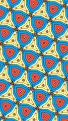 Blue, yellow and orange abstract fabric pattern
