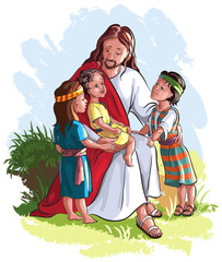 Obraz premium Jesus with children
