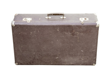 Vintage suitcase on white
