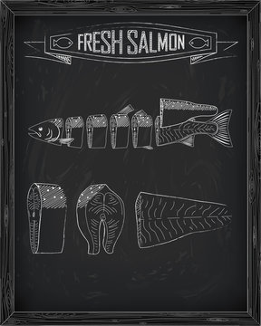 cutting scheme fresh salmon