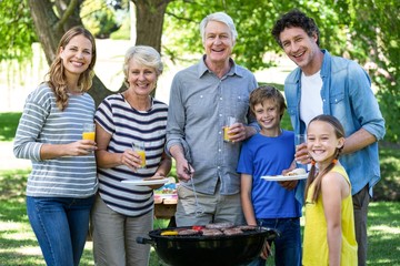 Family having a barbecue