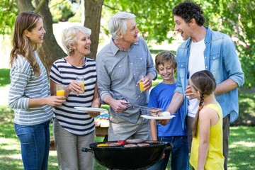Family having a barbecue
