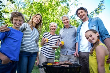 Family having a barbecue