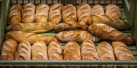 Loafs of bread at the Supermaket