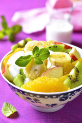 Fruit salad in a vintage bowl.