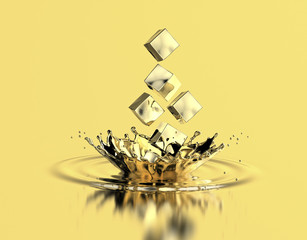 Kostki wpadające do płynnego złota © CUKMEN