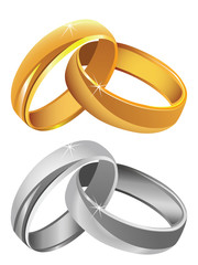 Gold & silver wedding rings - obrazy, fototapety, plakaty