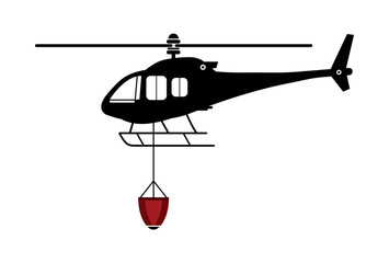 Firefighter helicopter on white background.