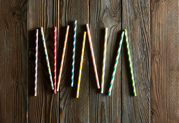 Drinking straws on table